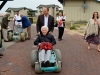 Brian and Super Miriam heading to the beach wedding