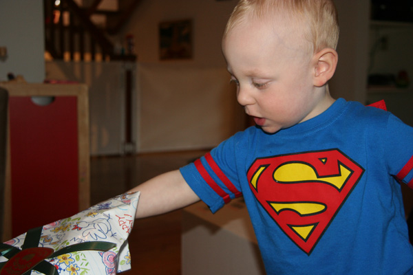 Sam the Anti-Preemie: Tearing the wrapping paper