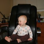 Sam the Anti-Preemie Spinning in the office chair