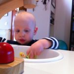 Sam the Anti-Preemie playing at the sink