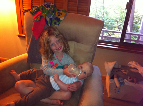 Big sis helping out Big sis helping out