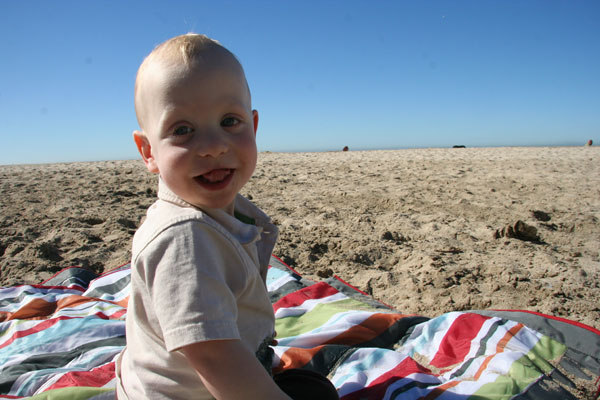 Sam the Anti-Preemie: On the beach