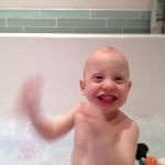 Sam the Anti-Preemie in the bath
