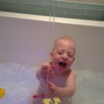 Sam the Anti-Preemie having fun in the tub