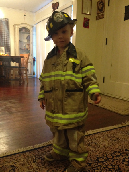 Sam the Anti-Preemie as a fireman